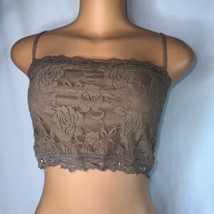 Lace Crop Top in Brown